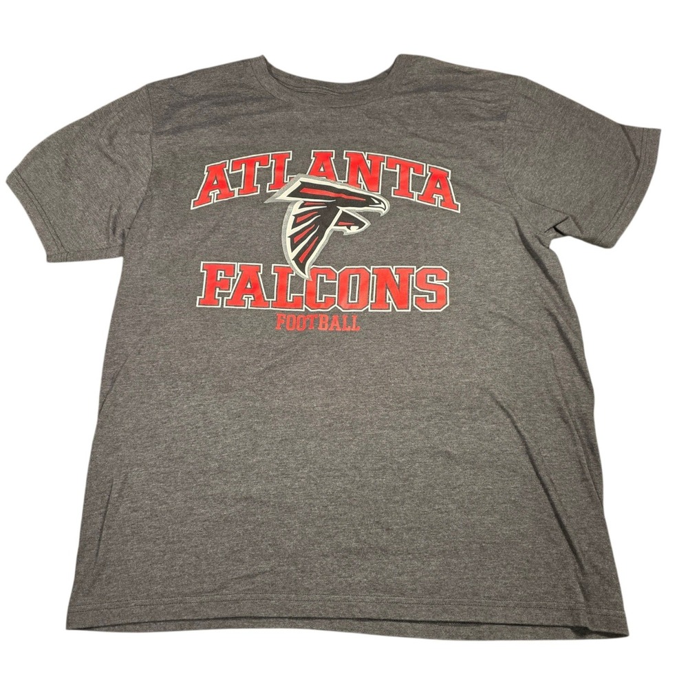 NFL Team Apparel Atlanta Falcons Football Graphic T-Shirt Grey Mens Large